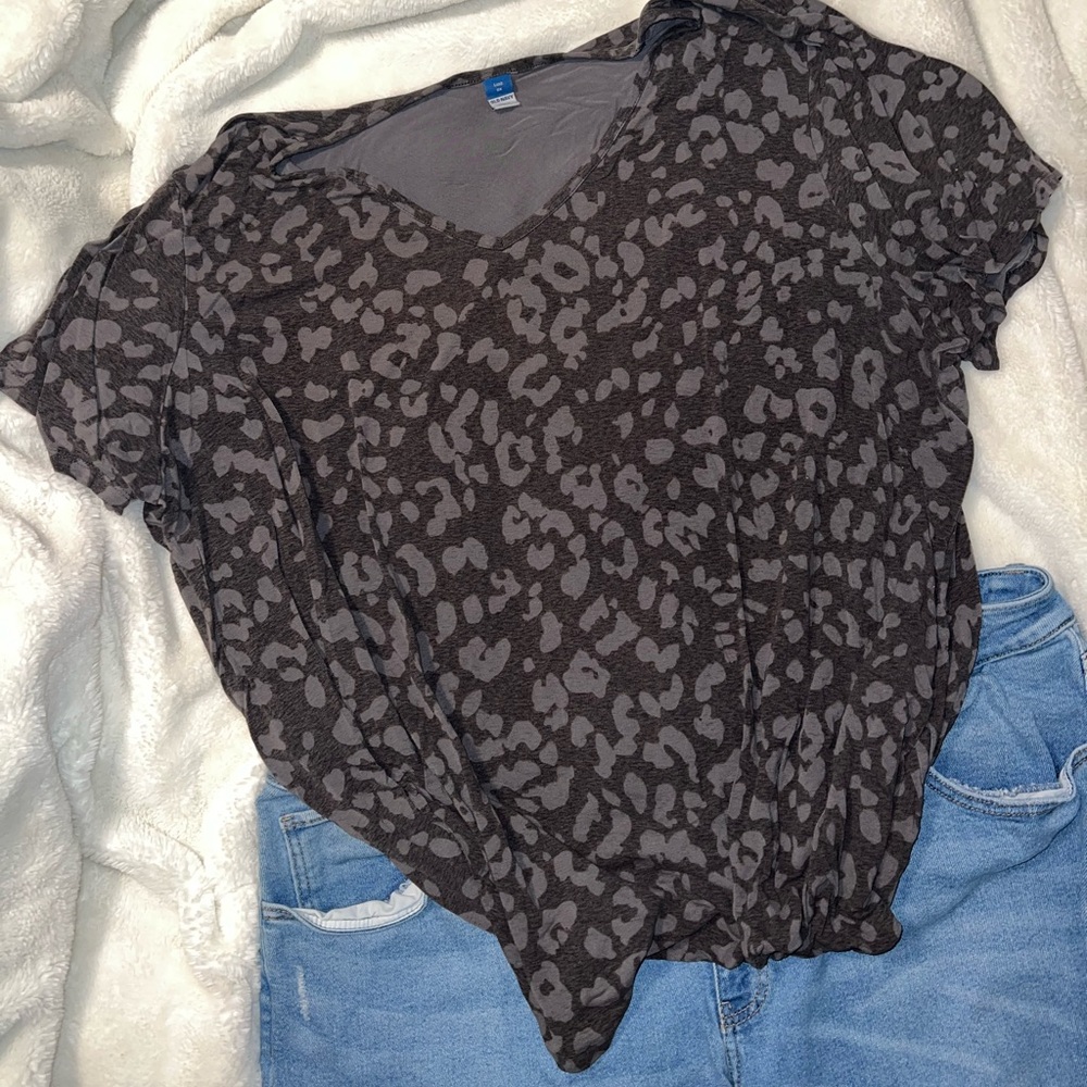 Old Navy 3x Luxe Gray Leopard Print Women's Top